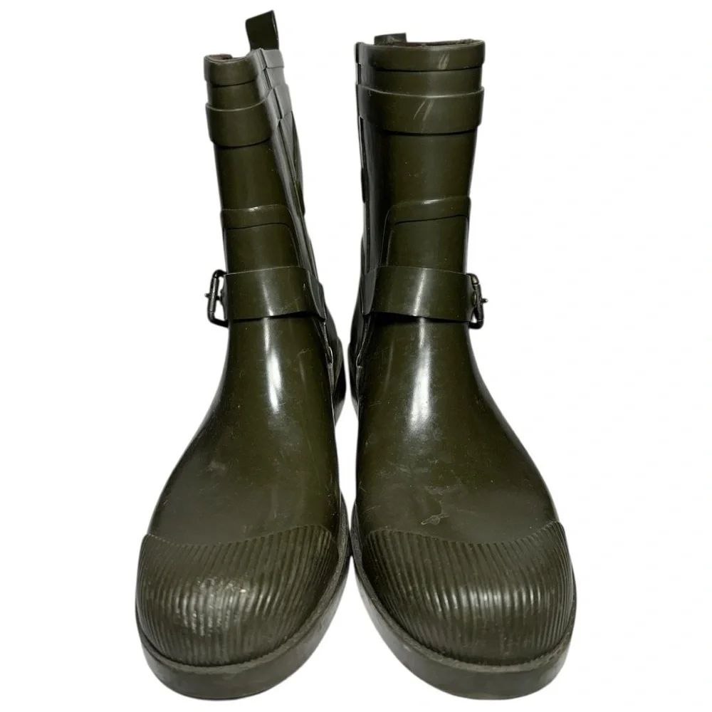 Coach Women’s Size 9 Fatigue Army Green Lester Shiny Rubber Rain Water Boots